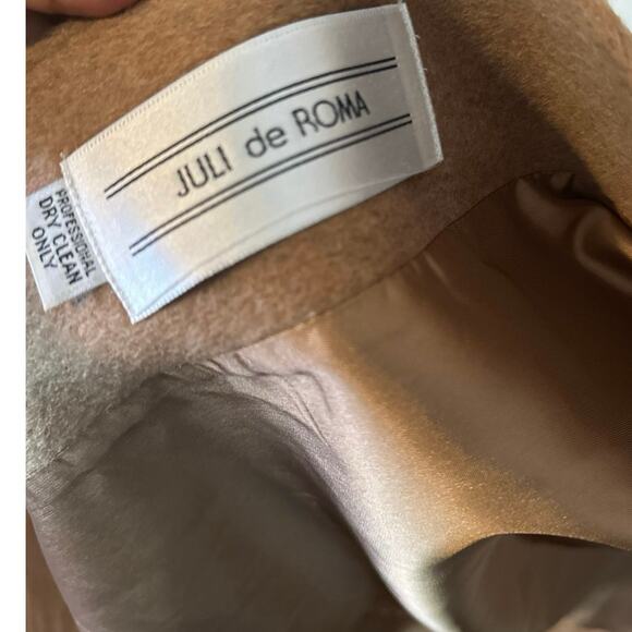 Vintage Juli de Roma Coat Women's Large Tan Brown Kajjmir Faux Cashmere Overcoat - Picture 5 of 9